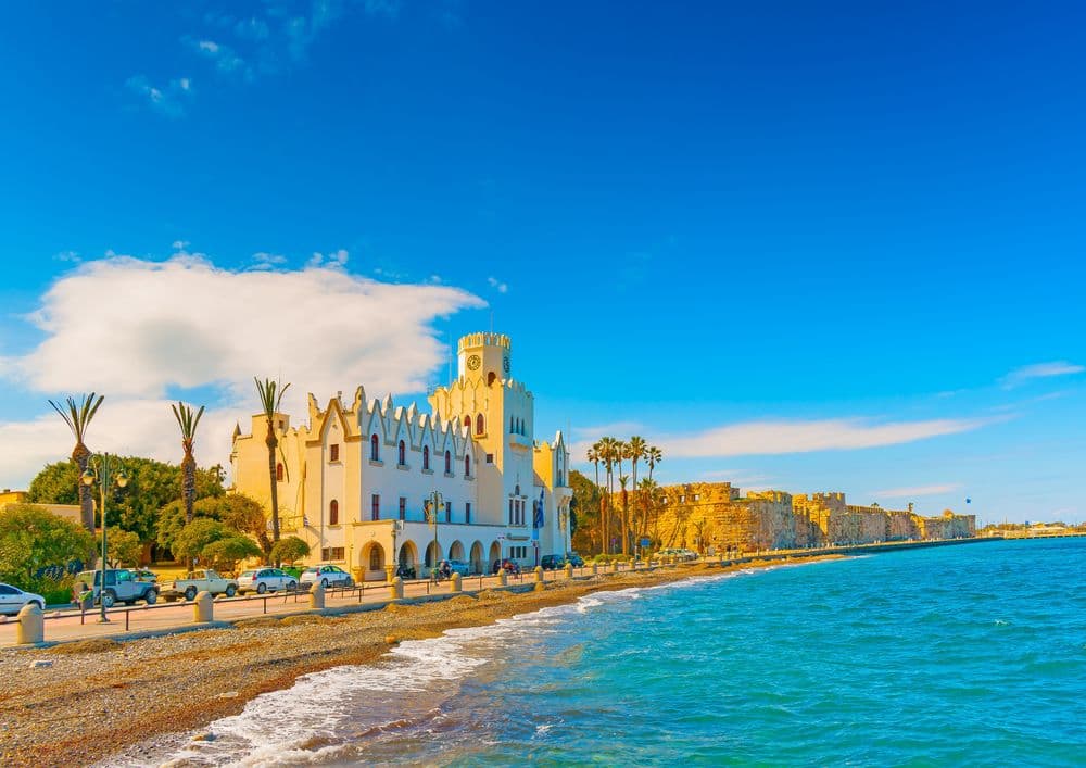 kos waterfront beach town in greece